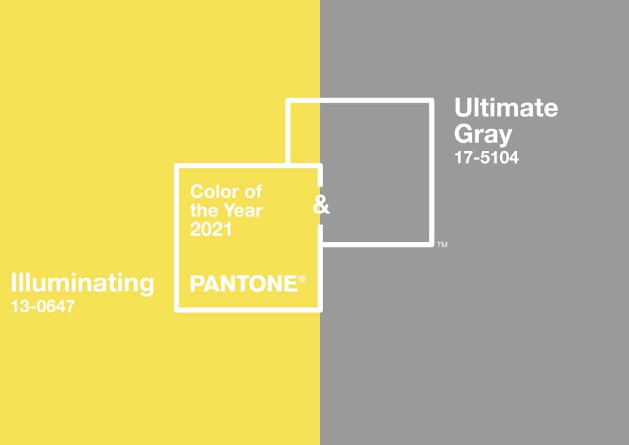 Ultimate Gray et Illuminating, les deux couleurs Pantone 2021