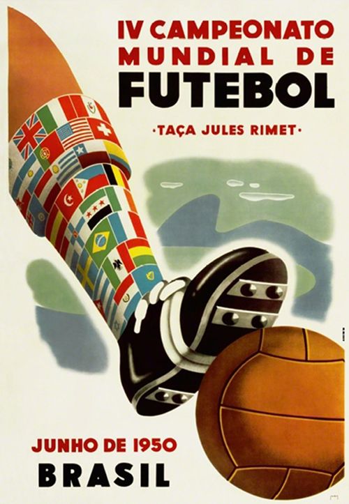 Affiche de la coupe du monde de football 1950 au Brésil