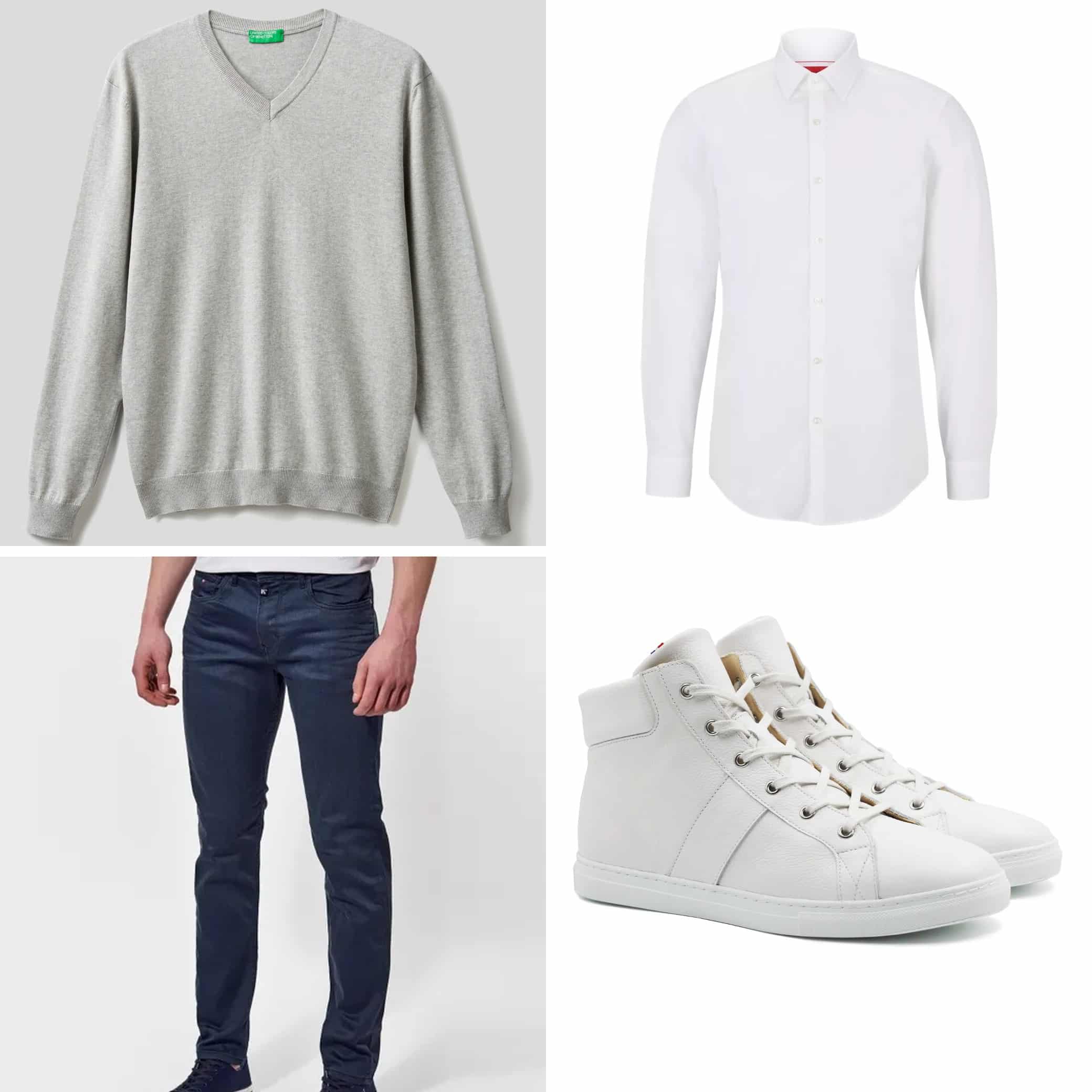Look chic avec sneakers montantes blanches