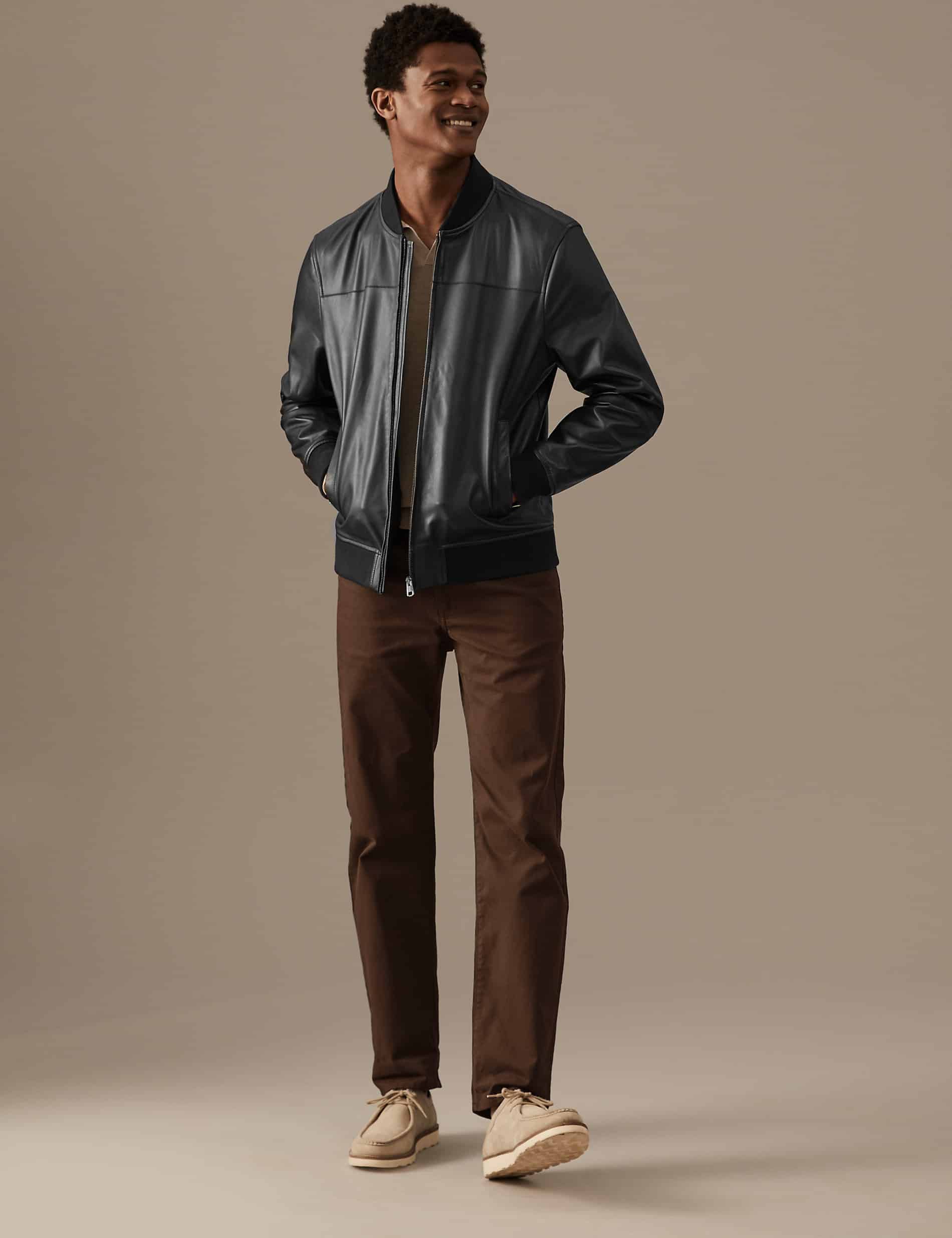 Blouson léger en cuir Marks & Spencer Autograph