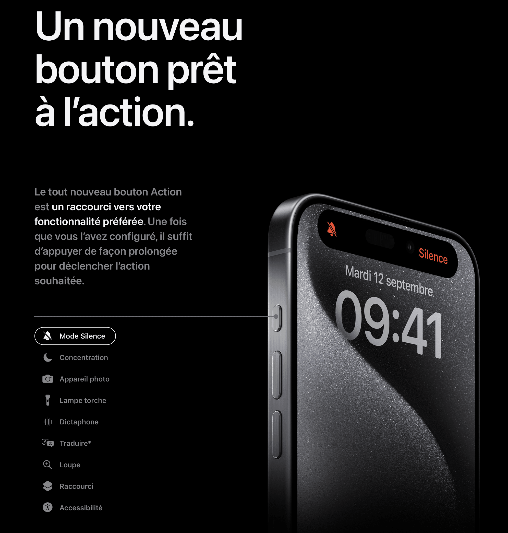 Apple iPhone 15 Pro bouton action