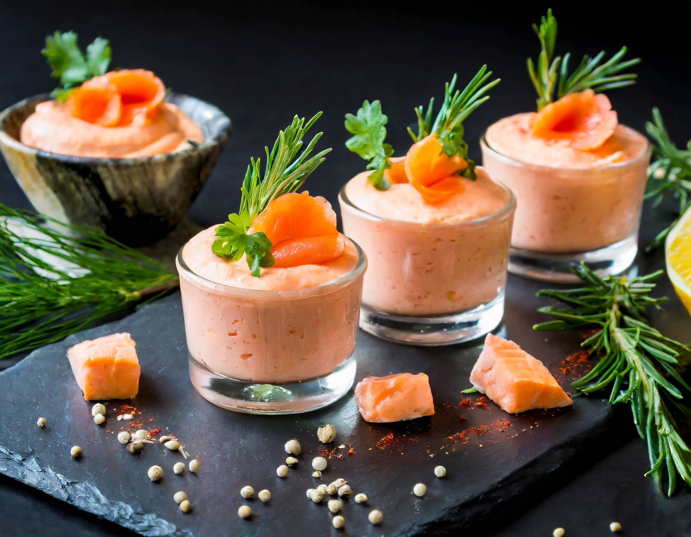 Verrine de saumon et avocat sauce onctueuse