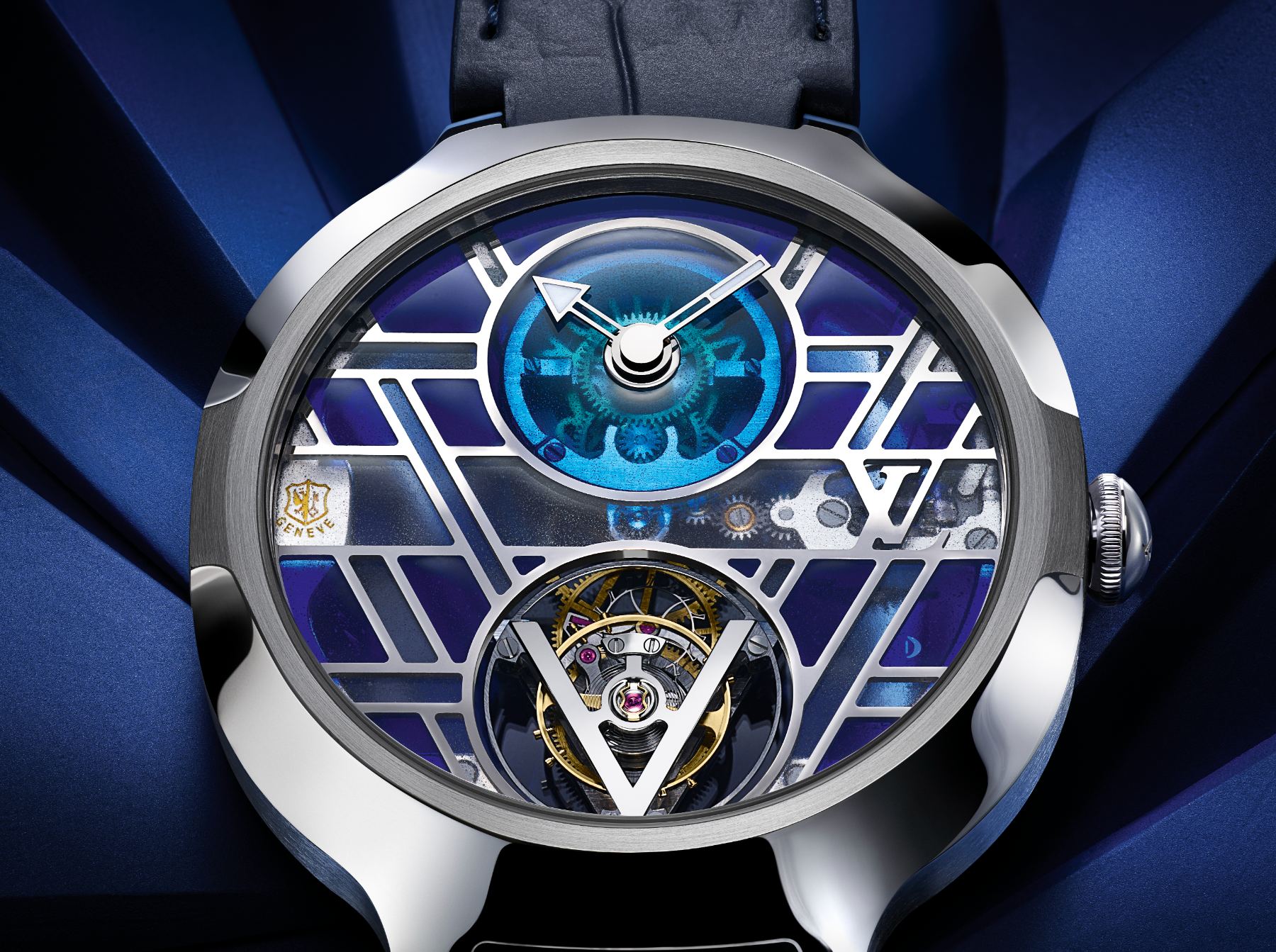Montre Louis Vuitton Voyager Tourbillon Volant Poinçon de Genève Plique-à-Jour