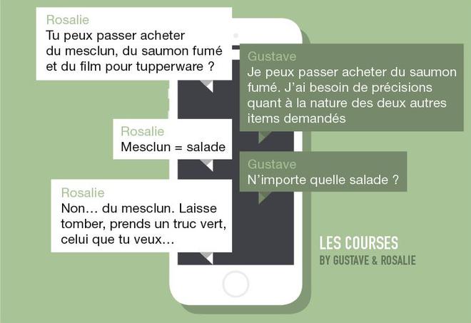 La vie de couple en SMS par Gustave et Rosalie - Le mesclun