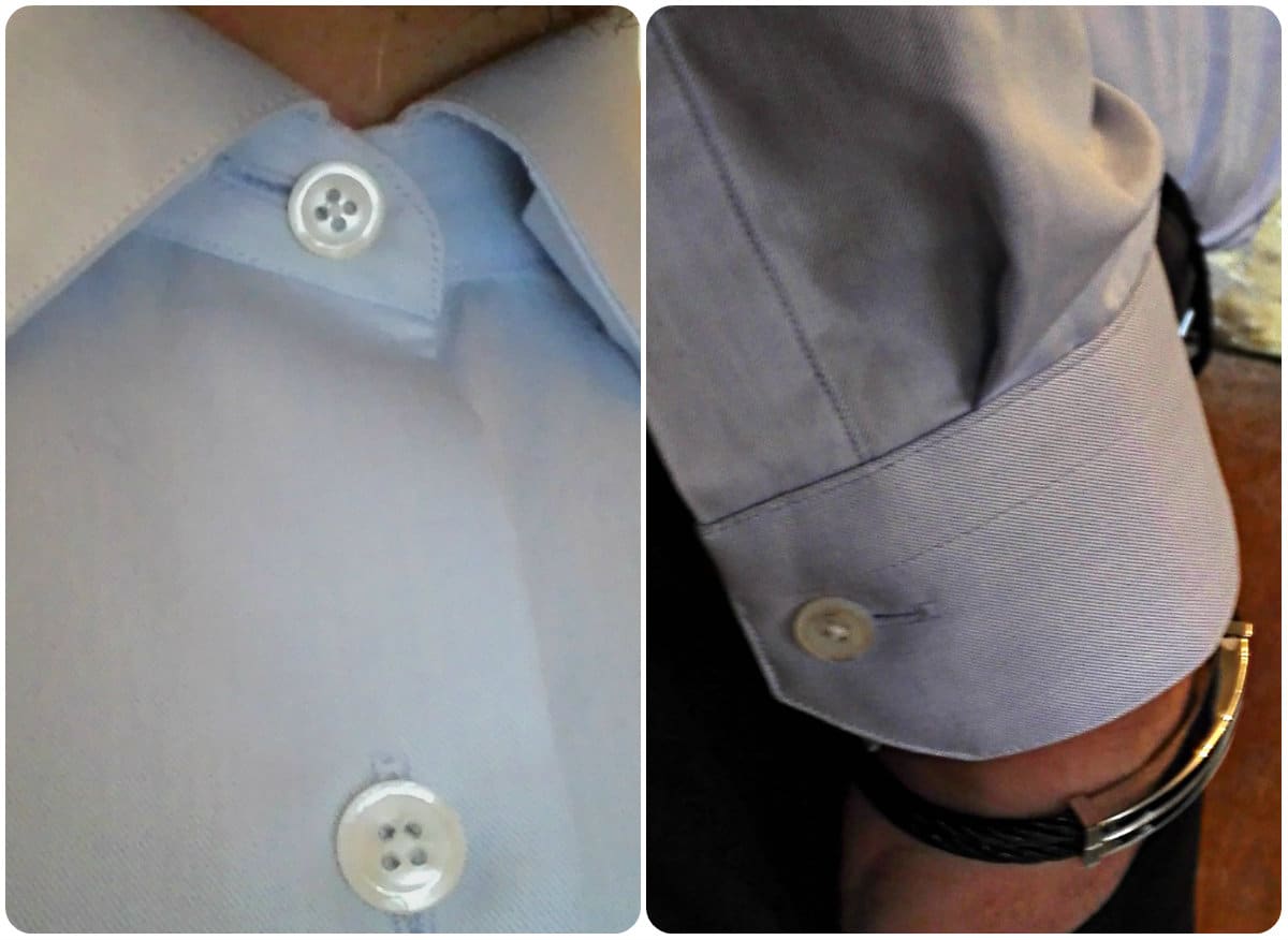 Détail du col, des boutons et poignets de la chemise Première Manche