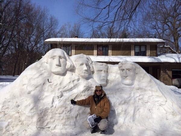 Mont Rushmore - sculpture de neige